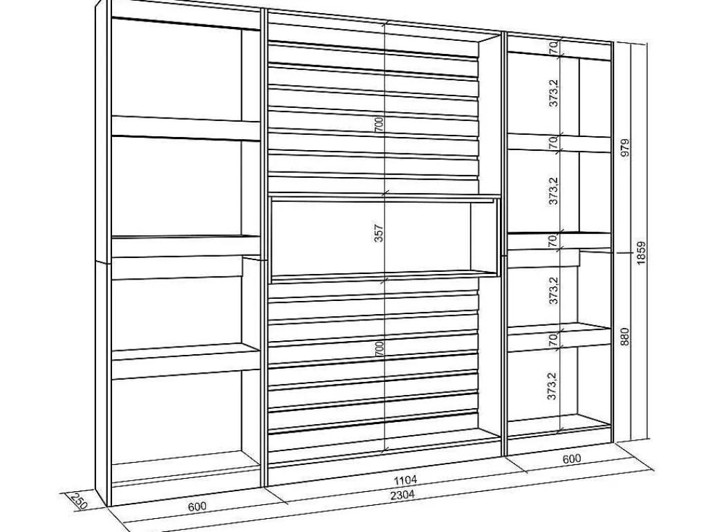 Biblioteca, Vitrina, Estante*Skraut Home Estantes De Prateleiras , 230X186X25Cm, Sala De Estar - Escritório, Sala De Jantar, Branco E Preto