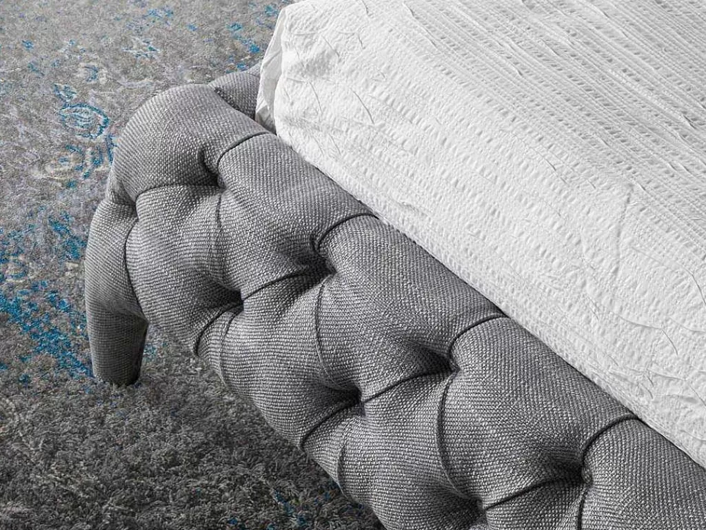 Cama De Adulto*Angel Cerda Estofos De Cama Em Tecido Com Efeito Acolchoado Com Estrutura Em Madeira Macica De Pinho. 7029