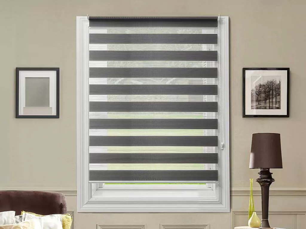 Persianas De Interior*Vente-unique Estore De Rolo Dia/Noite Em Poliester - 120 X 180 Cm - Cinza - Barili