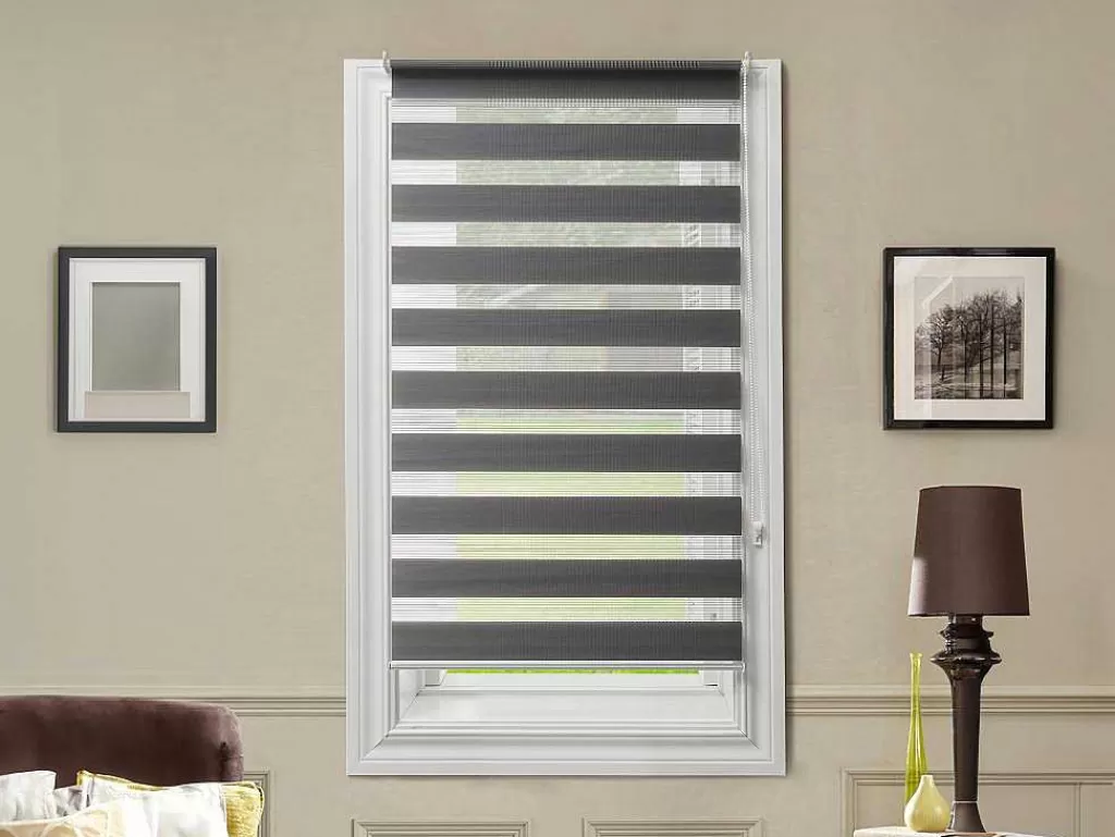 Persianas De Interior*Vente-unique Estore Enrolador Dia/Noite Em Poliester - 90 X 180 Cm - Cinza - Barili