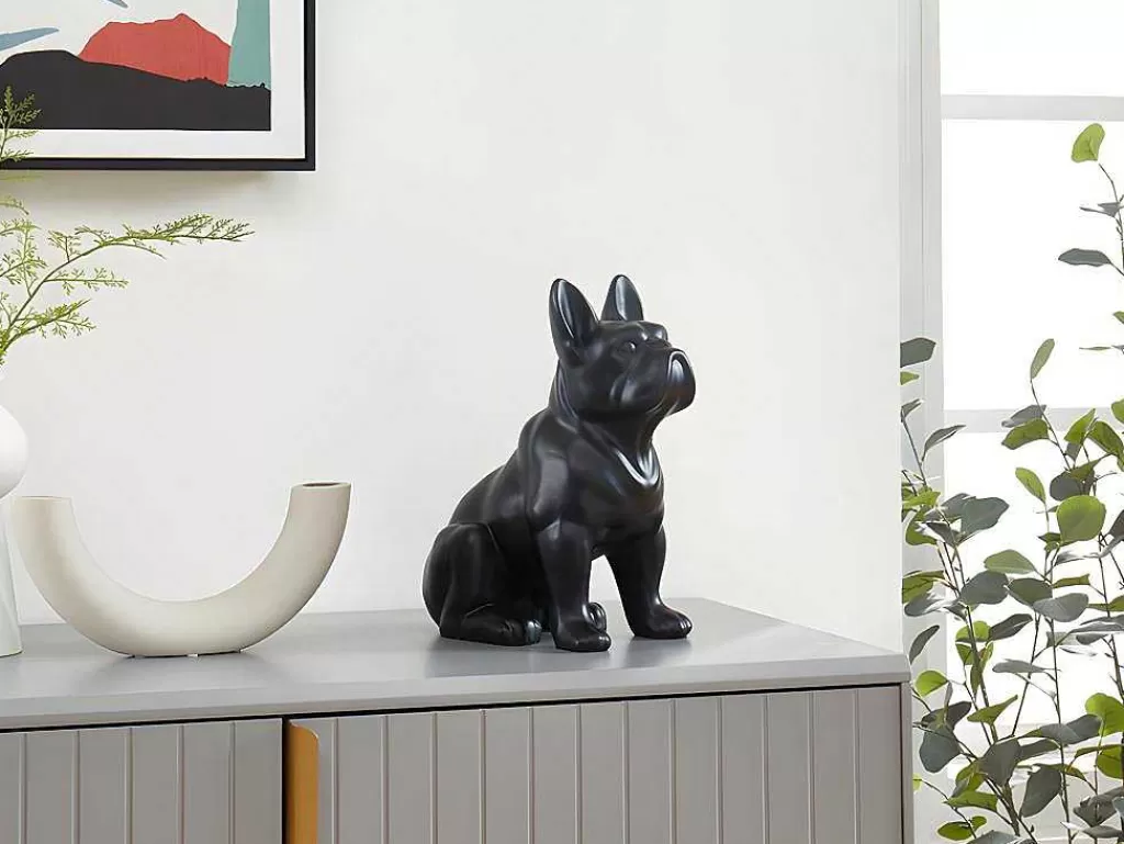 Estátua*OZAIA Estátua De Buldogue Em Resina De C. 27 X L. 16 X A. 32 Cm Cor Preto Mate - Doggo