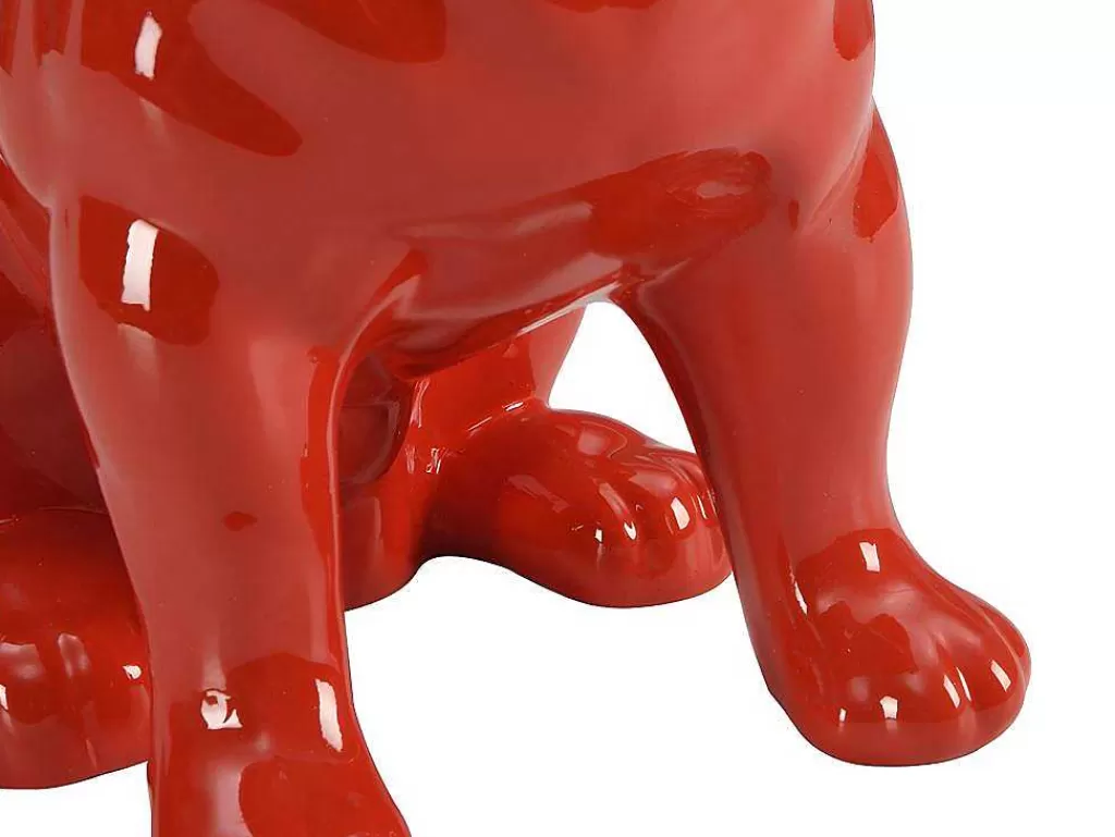 Estátua*OZAIA Estátua De Buldogue Em Resina De C. 27 X L. 16 X A. 32 Cm Cor Vermelho - Doggo