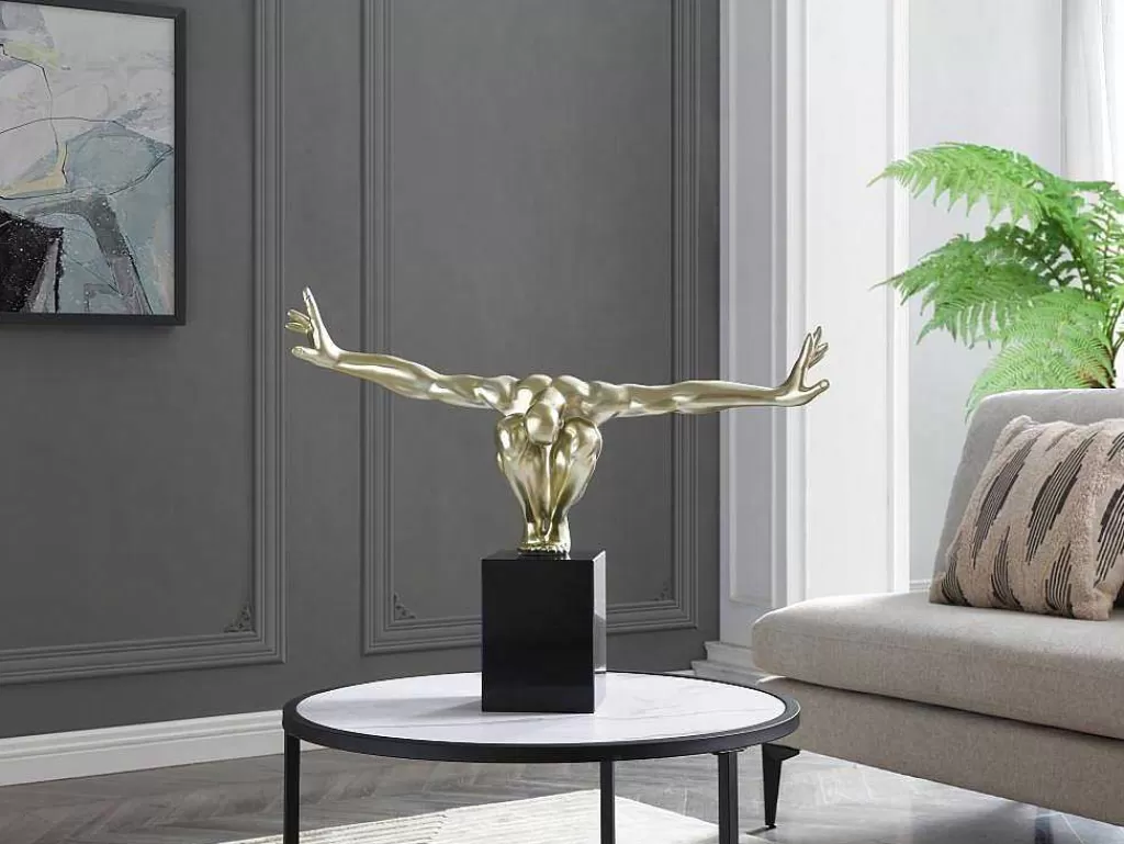 Estátua*OZAIA Estátua Decorativa C73 X A57 Cm Em Resina Dourada - Soledad Ii