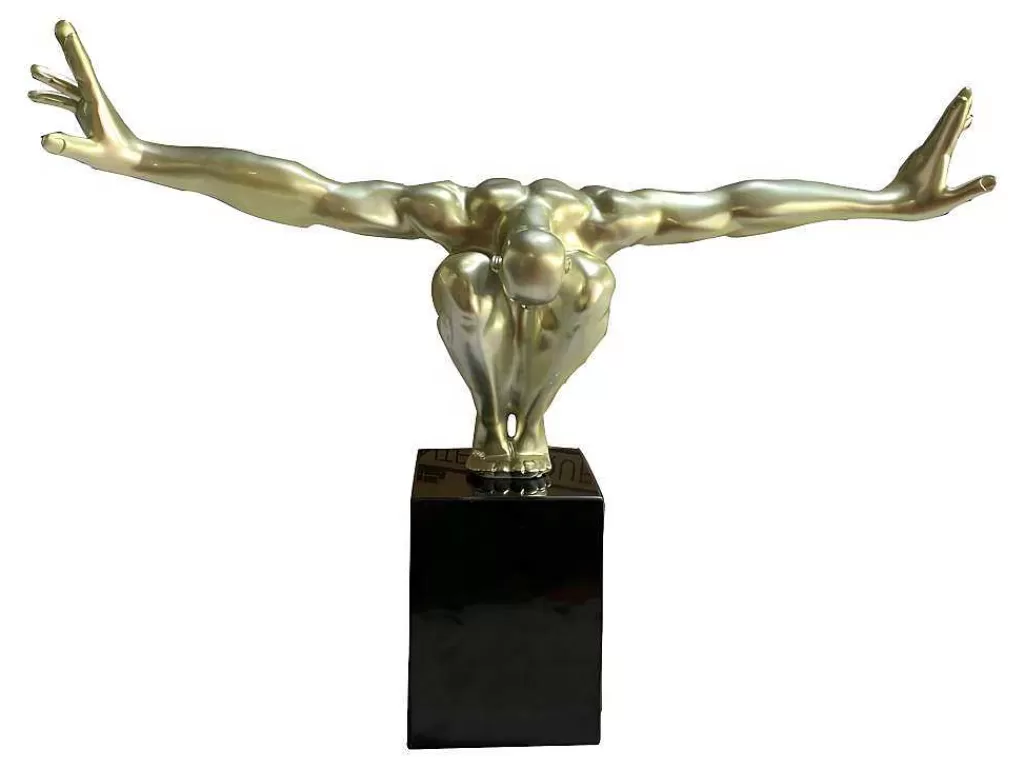 Estátua*OZAIA Estátua Decorativa C73 X A57 Cm Em Resina Dourada - Soledad Ii
