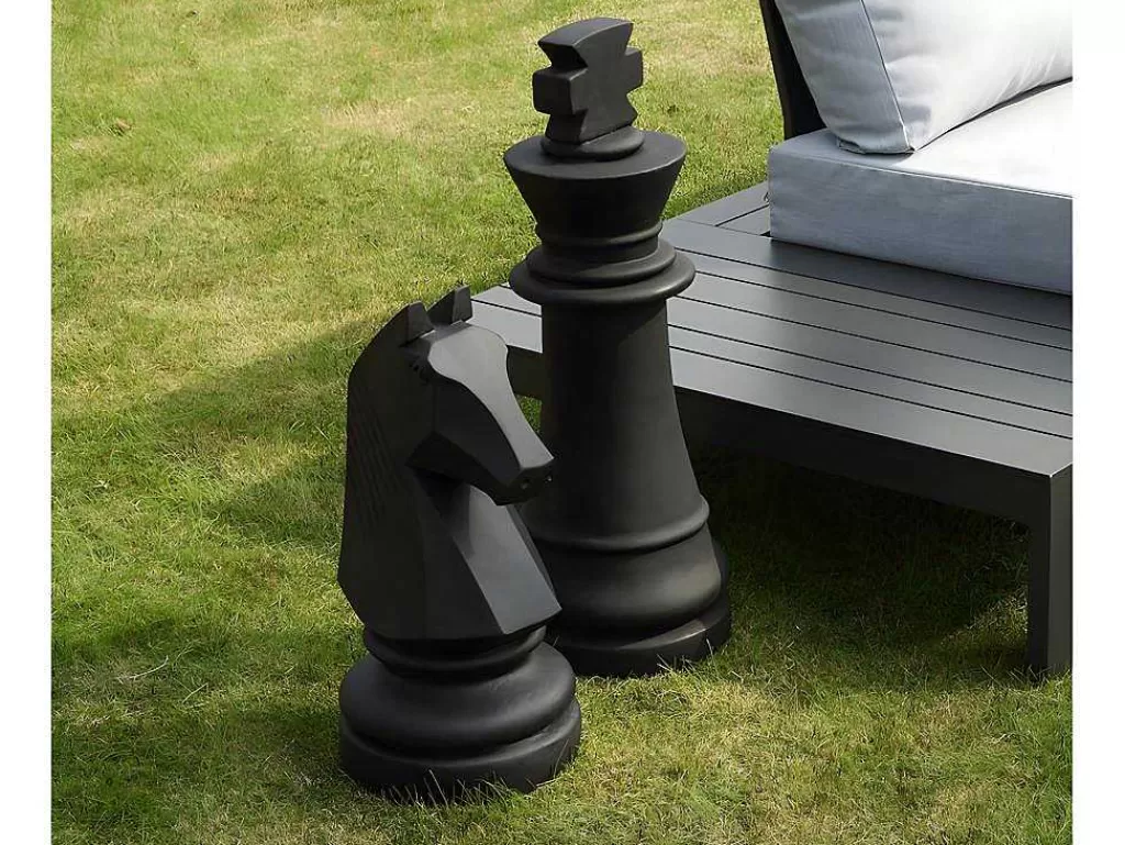 Decoração De Jardim*MYLIA Estátua Decorativa De Exterior Peca De Xadrez Rei Em Cimento De L. 24,5 X A. 68 Cm - Gambit