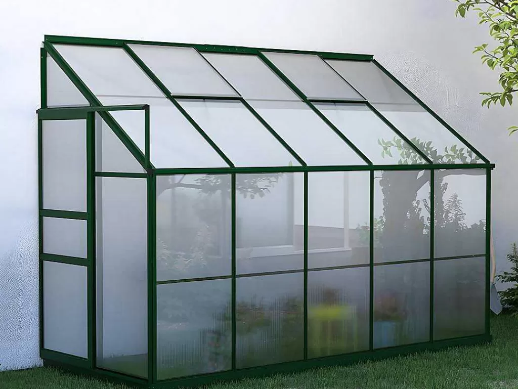 Estufas De Jardim*EXPERTLAND Estufa De Jardim Com Apoio De Parede Em Policarbonato De 3.7 M Calice Ii Com Base - Verde