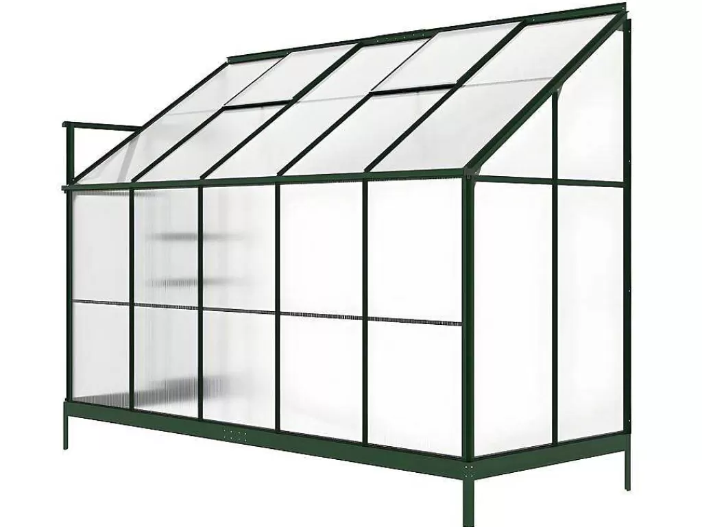 Estufas De Jardim*EXPERTLAND Estufa De Jardim Com Apoio De Parede Em Policarbonato De 3.7 M Calice Ii Com Base - Verde