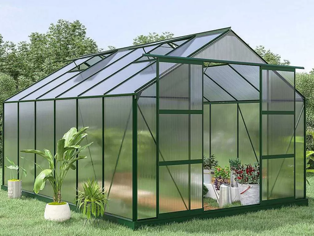 Estufas De Jardim*EXPERTLAND Estufa De Jardim Em Policarbonato De 13M Kalida Com Base - Verde