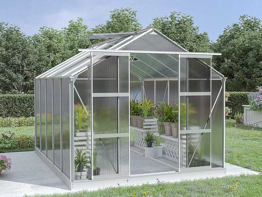 Estufas De Jardim*EXPERTLAND Estufa De Jardim Em Policarbonato De 9 M Corolle Ii Com Base