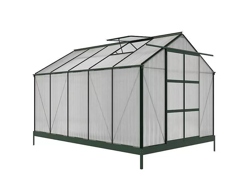 Estufas De Jardim*EXPERTLAND Estufa De Jardim Em Policarbonato De 9 M Corolle Ii Com Base - Verde