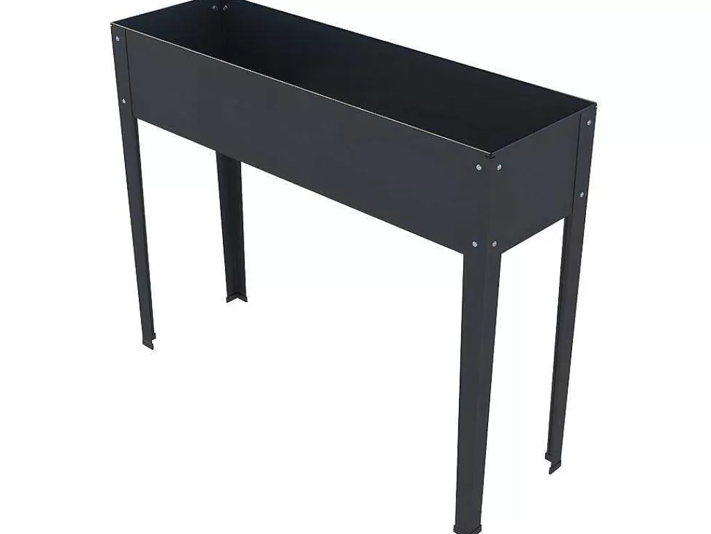 Floreira*Vente-unique Floreira Com Pernas Em Aco Cinza De C100 X L30 X A80 Cm - Ygos
