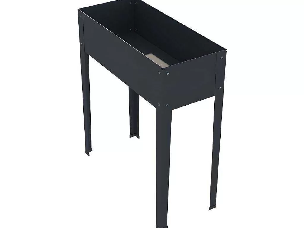 Floreira*Vente-unique Floreira Com Pernas Em Aco Cinza De C70 X L30 X A80 Cm - Ygos