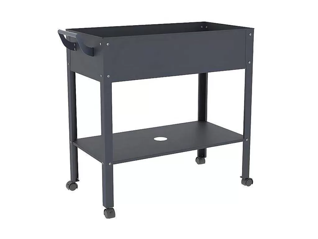 Floreira*Vente-unique Floreira Com Rodizios Em Aco Cinza De C90,5 X L43 X A83 Cm - Melisse