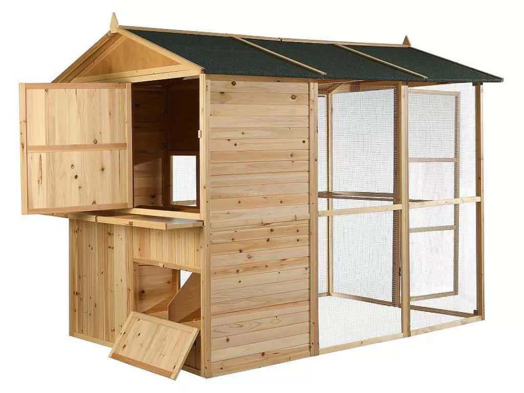 Acessórios Para Animais De Estimação*Vente-unique Galinheiro Em Madeira Com Cerca Para 10 Galinhas C. 266 X L. 174 X A. 205 Cm Natural - Feras