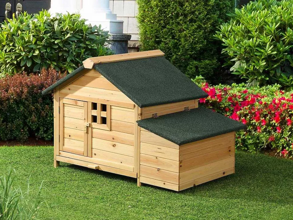 Acessórios Para Animais De Estimação*Vente-unique Galinheiro Em Madeira Com Poedouro Para 2 Galinhas C. 106 X L. 64 X A. 71 Cm Natural - Anser