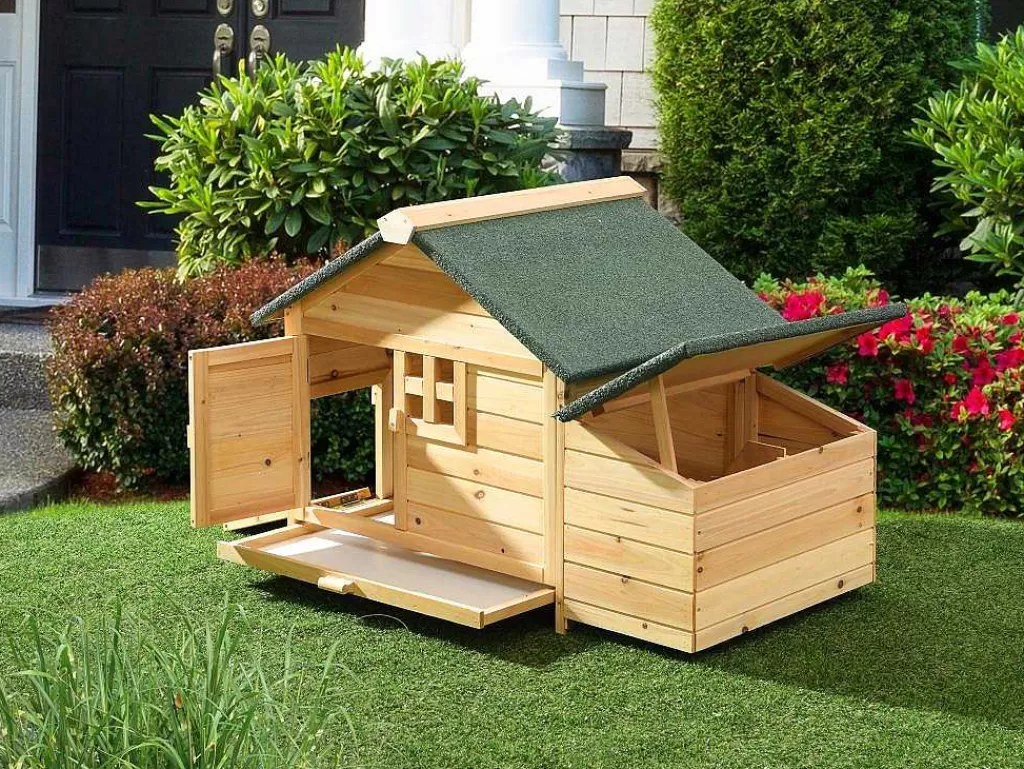 Acessórios Para Animais De Estimação*Vente-unique Galinheiro Em Madeira Com Poedouro Para 2 Galinhas C. 106 X L. 64 X A. 71 Cm Natural - Anser