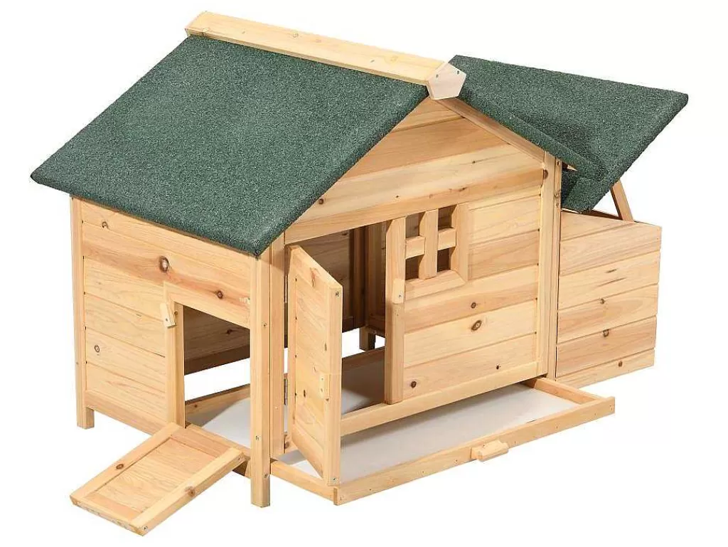 Acessórios Para Animais De Estimação*Vente-unique Galinheiro Em Madeira Com Poedouro Para 2 Galinhas C. 106 X L. 64 X A. 71 Cm Natural - Anser