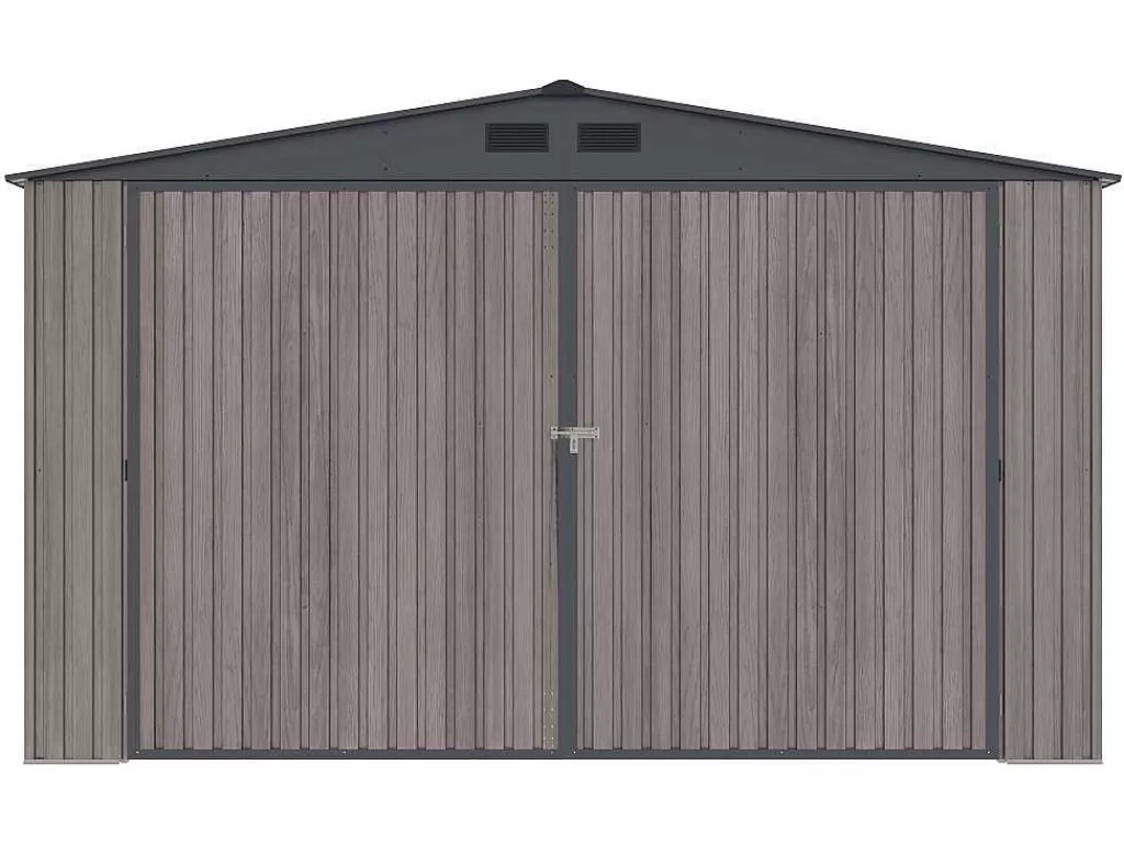 Garagem*EXPERTLAND Garagem Em Aco Galvanizado Efeito Madeira Cinzenta 15,1 M - Neron