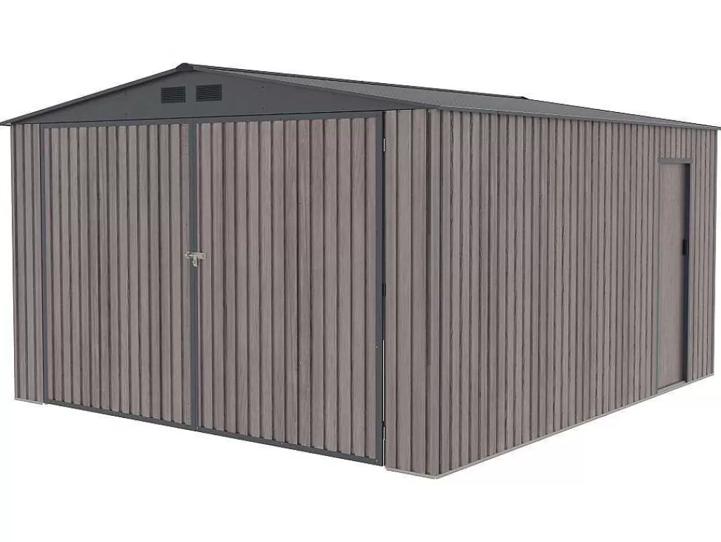 Garagem*EXPERTLAND Garagem Em Aco Galvanizado Efeito Madeira Cinzenta 15,1 M - Neron