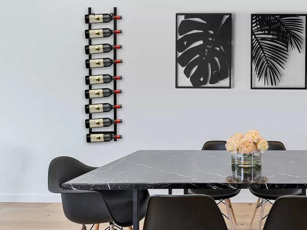 Acessórios De Arrumação*OZAIA Garrafeira De Parede, 9 Garrafas, L19 X A92 Cm Metal Preto - Routal