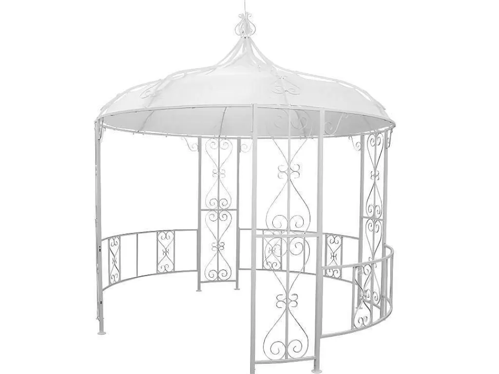 Pérgola, Coreto, Quiosque*EXPERTLAND Gazebo De Jardim Em Metal Estilo Ferro Forjado D300 X A290 Cm Branco - Tilcara