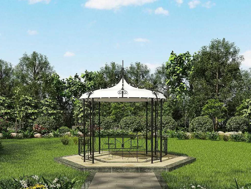 Pérgola, Coreto, Quiosque*EXPERTLAND Gazebo De Jardim Tilcara Em Metal Feitio Ferro Forjado D300 X A290 Cm