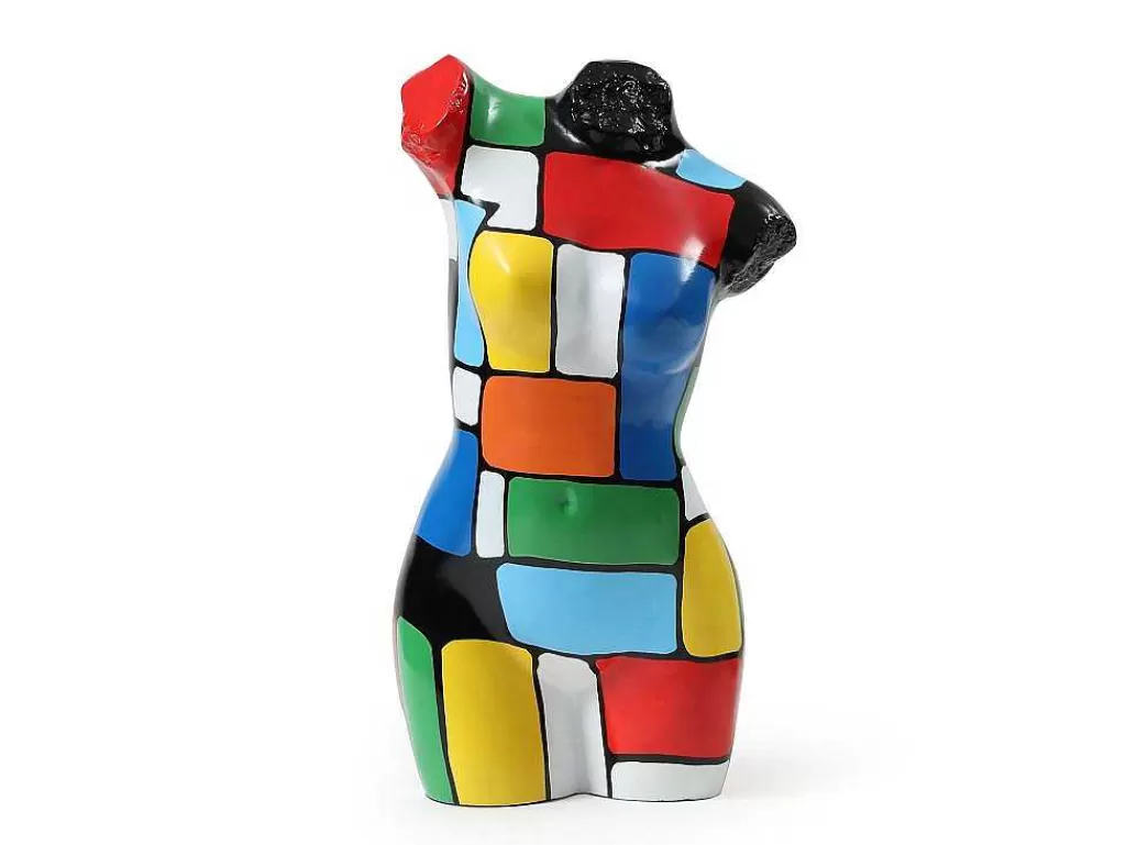 Estátua*OZAIA Grande Estátua Busto Em Resina C26 X L17 X A48 Cm Multicolor - Taviano