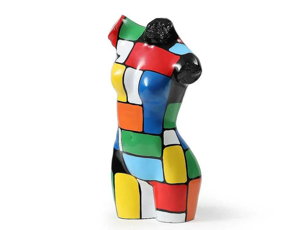 Estátua*OZAIA Grande Estátua Busto Em Resina C26 X L17 X A48 Cm Multicolor - Taviano