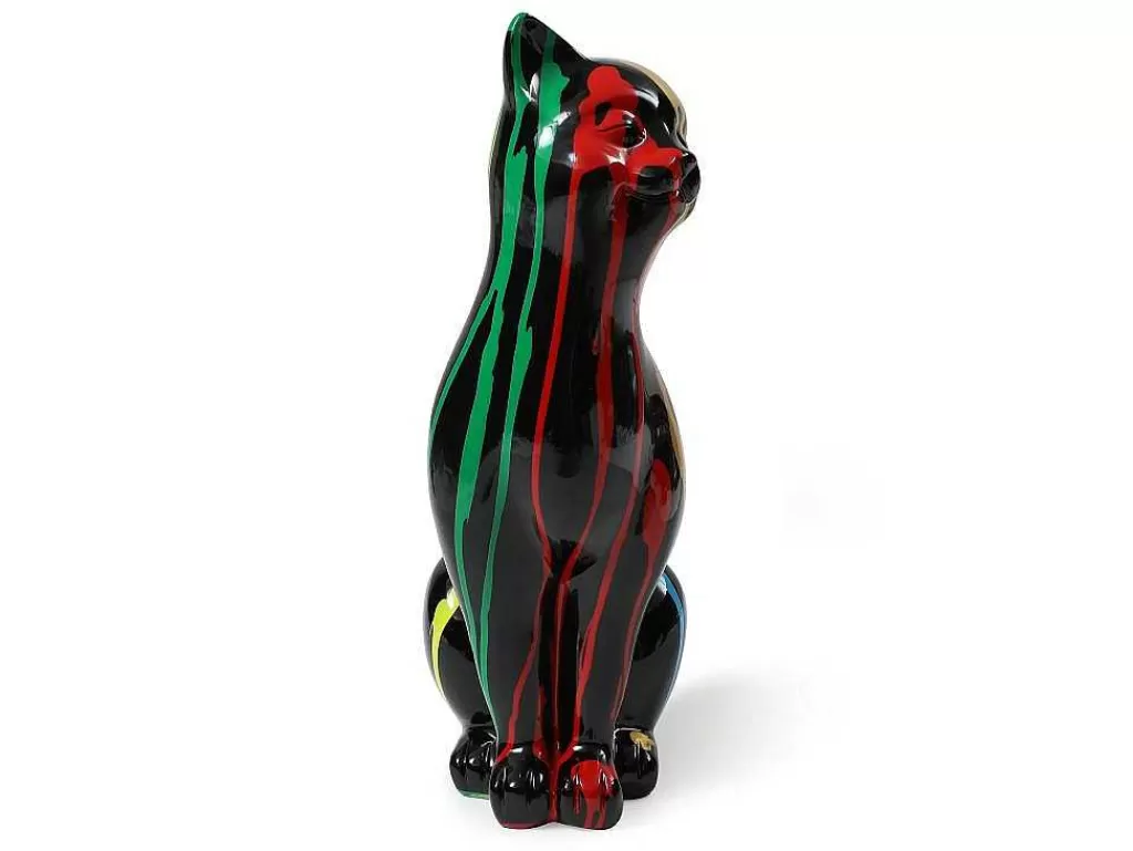 Estátua*OZAIA Grande Estátua De Gato Em Resina C24 X L13 X A53 Cm Multicolor - Miniria
