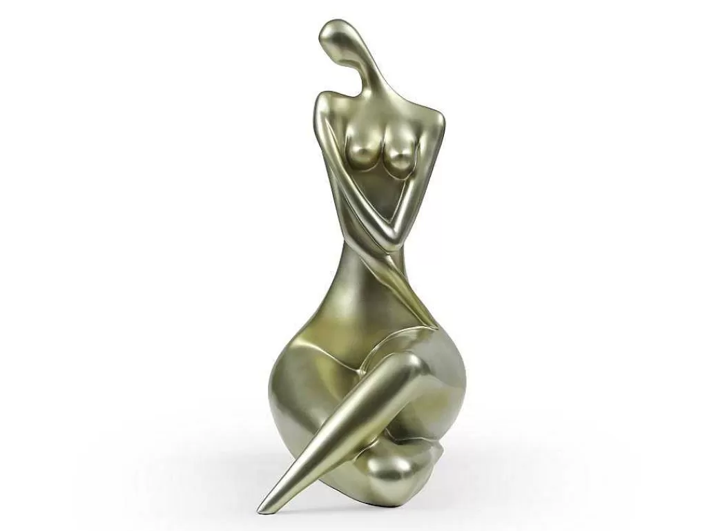 Estátua*OZAIA Grande Estátua De Mulher Em Resina C39 X L30 X A56 Cm Dourado - Lonisia