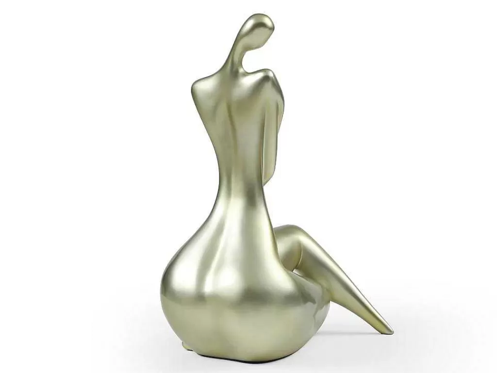 Estátua*OZAIA Grande Estátua De Mulher Em Resina C39 X L30 X A56 Cm Dourado - Lonisia