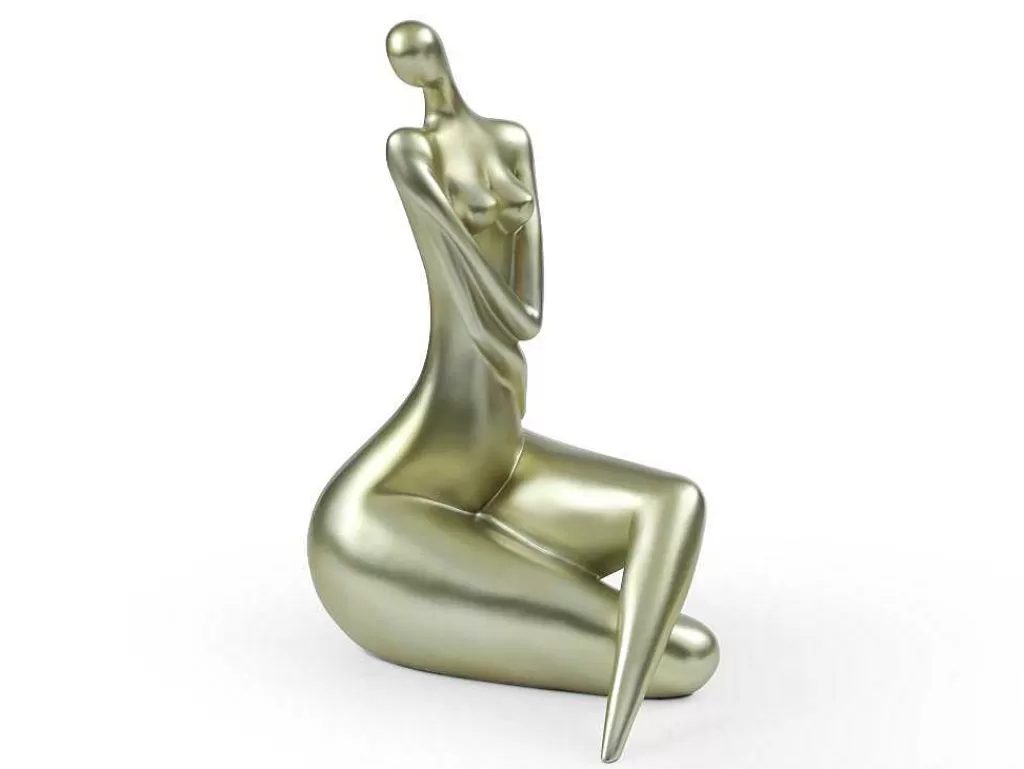 Estátua*OZAIA Grande Estátua De Mulher Em Resina C39 X L30 X A56 Cm Dourado - Lonisia