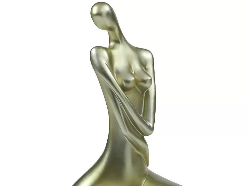 Estátua*OZAIA Grande Estátua De Mulher Em Resina C39 X L30 X A56 Cm Dourado - Lonisia