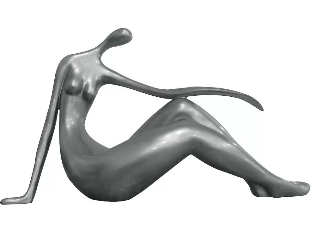 Estátua*OZAIA Grande Estátua Madeleine Ii Em Resina - Comp.36 X Alt.22 Cm - Prateada