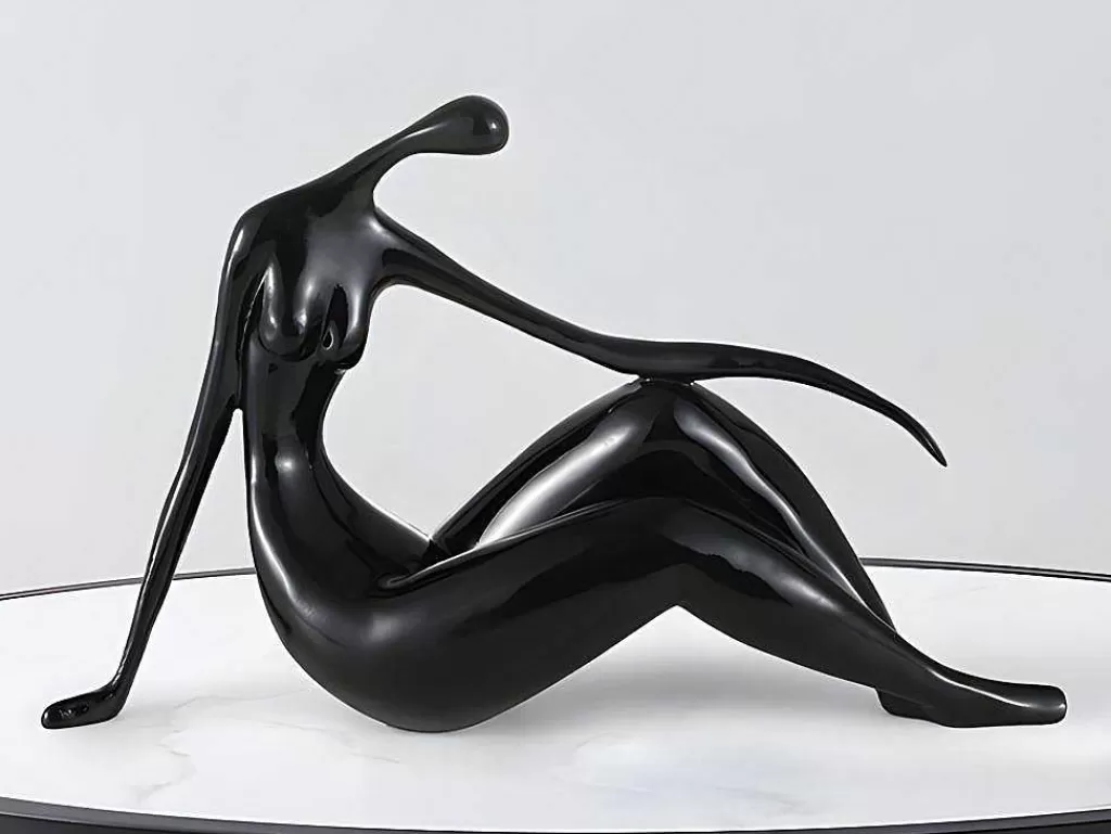 Estátua*OZAIA Grande Estátua Madeleine Ii Em Resina - Comp.36 X Alt.22 Cm - Preto