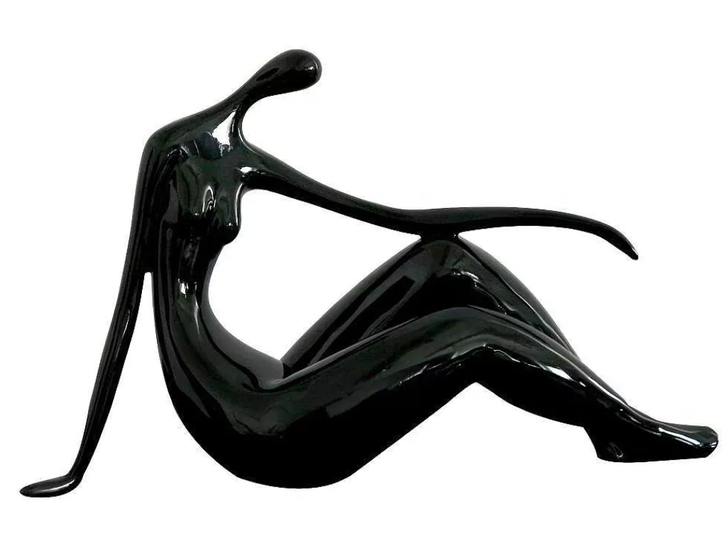 Estátua*OZAIA Grande Estátua Madeleine Ii Em Resina - Comp.36 X Alt.22 Cm - Preto