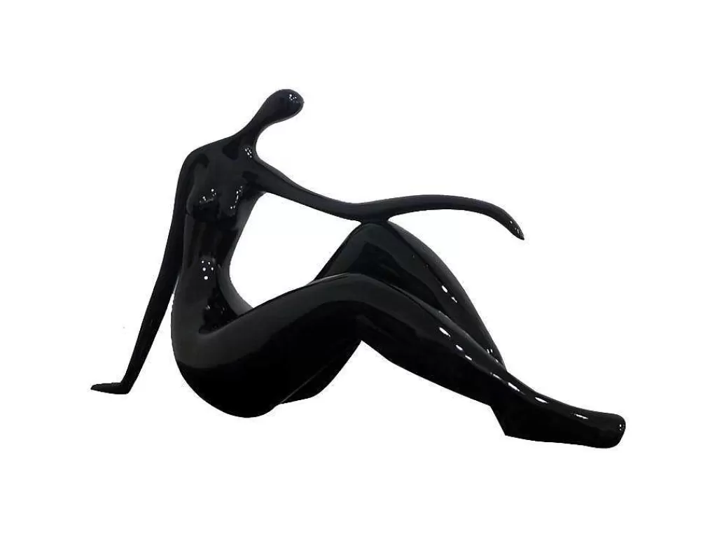Estátua*OZAIA Grande Estátua Madeleine Ii Em Resina - Comp.36 X Alt.22 Cm - Preto