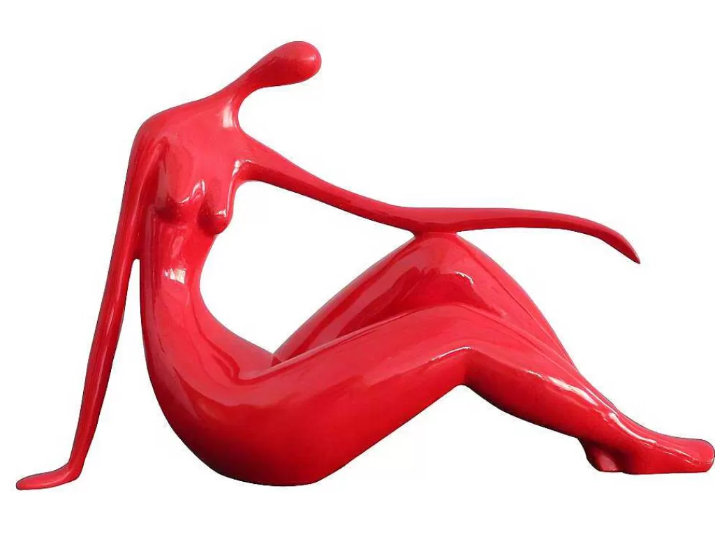 Estátua*OZAIA Grande Estátua Madeleine Ii Em Resina - Comp.36 X Alt.22 Cm - Vermelho