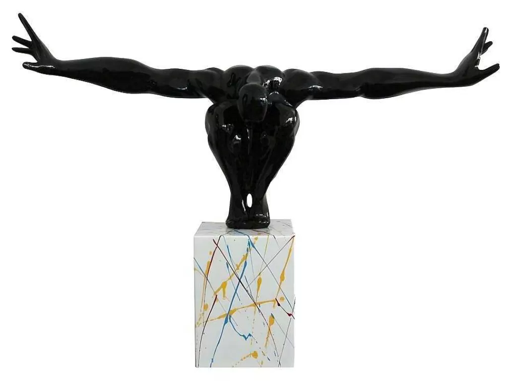 Estátua*OZAIA Grande Estátua Soledad Ii Em Resina - Comp.73 X Alt.57 Cm - Preto