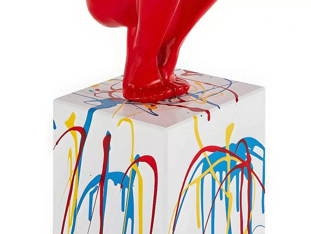 Estátua*OZAIA Grande Estátua Soledad Ii Em Resina - Comp.73 X Alt.57 Cm - Vermelho