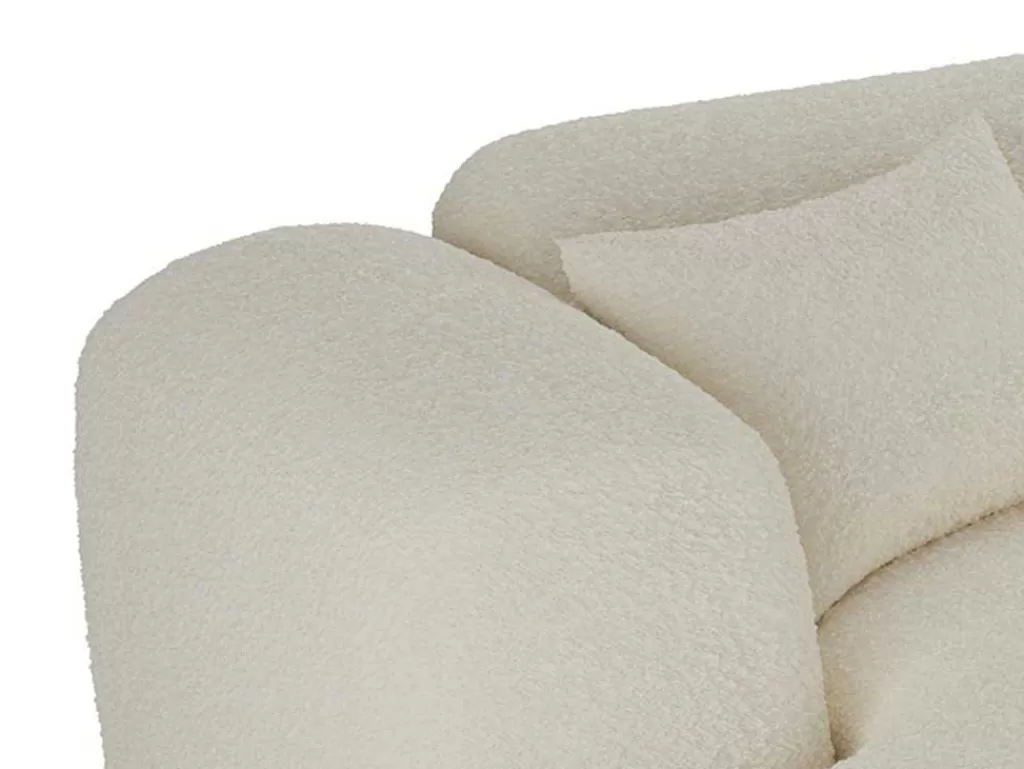 Promoções Sofás & Poltronas*Maison Céphy Grande Sofá De Canto Panorâmico Tecido Boucle Branco - Pogni De Maison Cephy