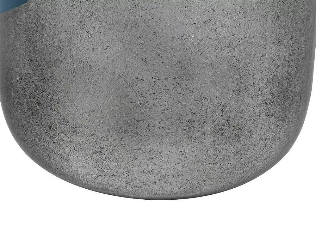 Objeto De Decoração Interior*OZAIA Grande Vaso Em Metal Esmaltado D. 30 X A. 82 Cm Preto E Folha Prateada - Perlin