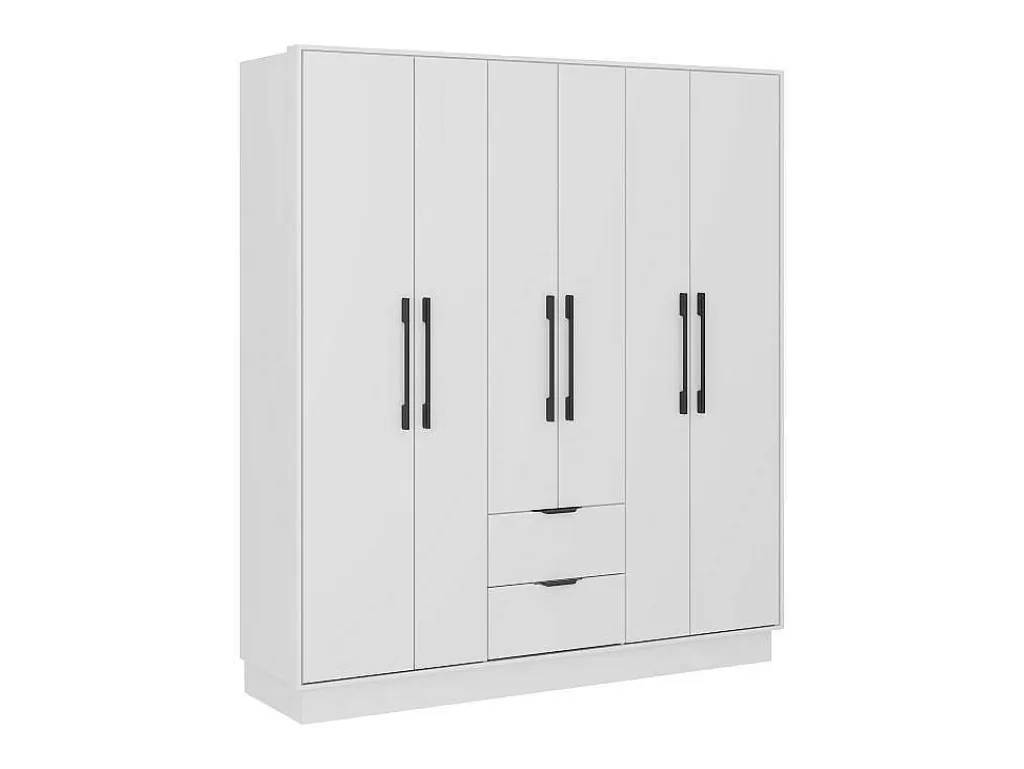 Armário E Roupeiro*Vente-unique Guarda-Roupa 6 Portas E 2 Gavetas C162 Branco - Feova