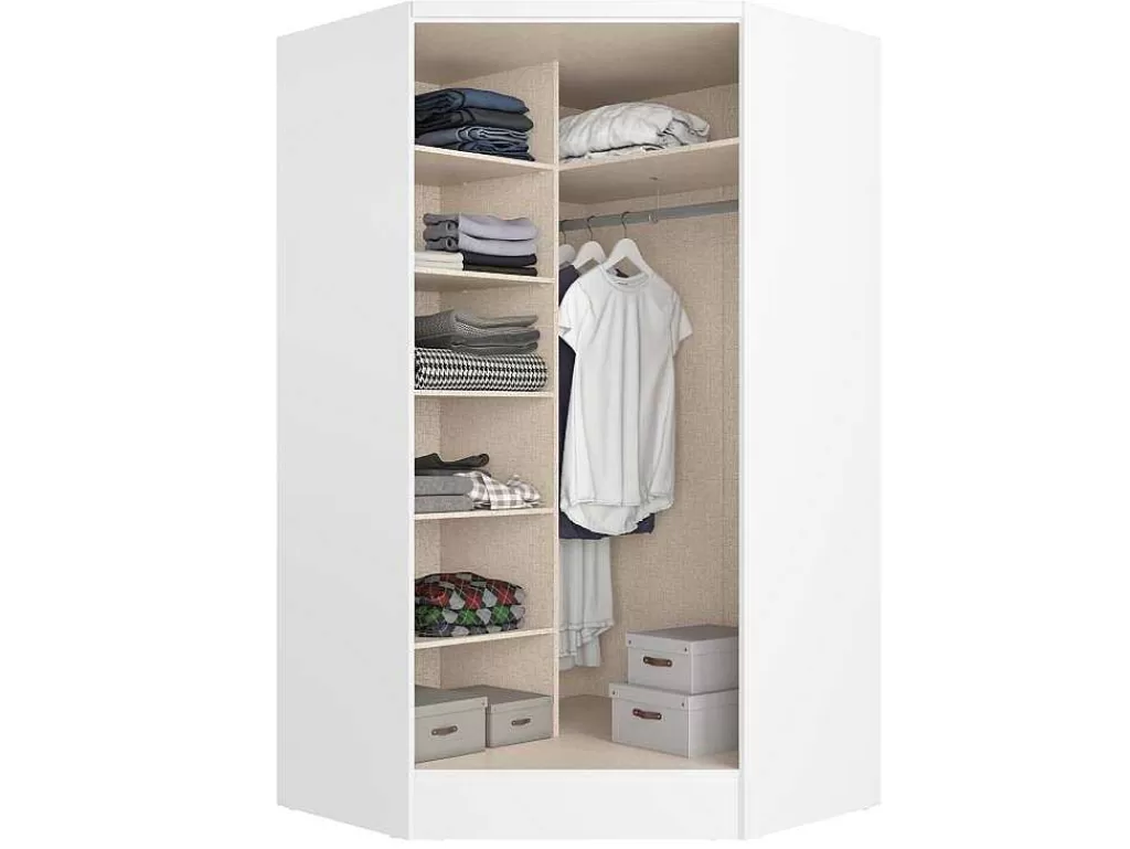 Armário E Roupeiro*Vente-unique Guarda-Roupa De Canto Com 2 Portas C101 Cm Branco - Aurali