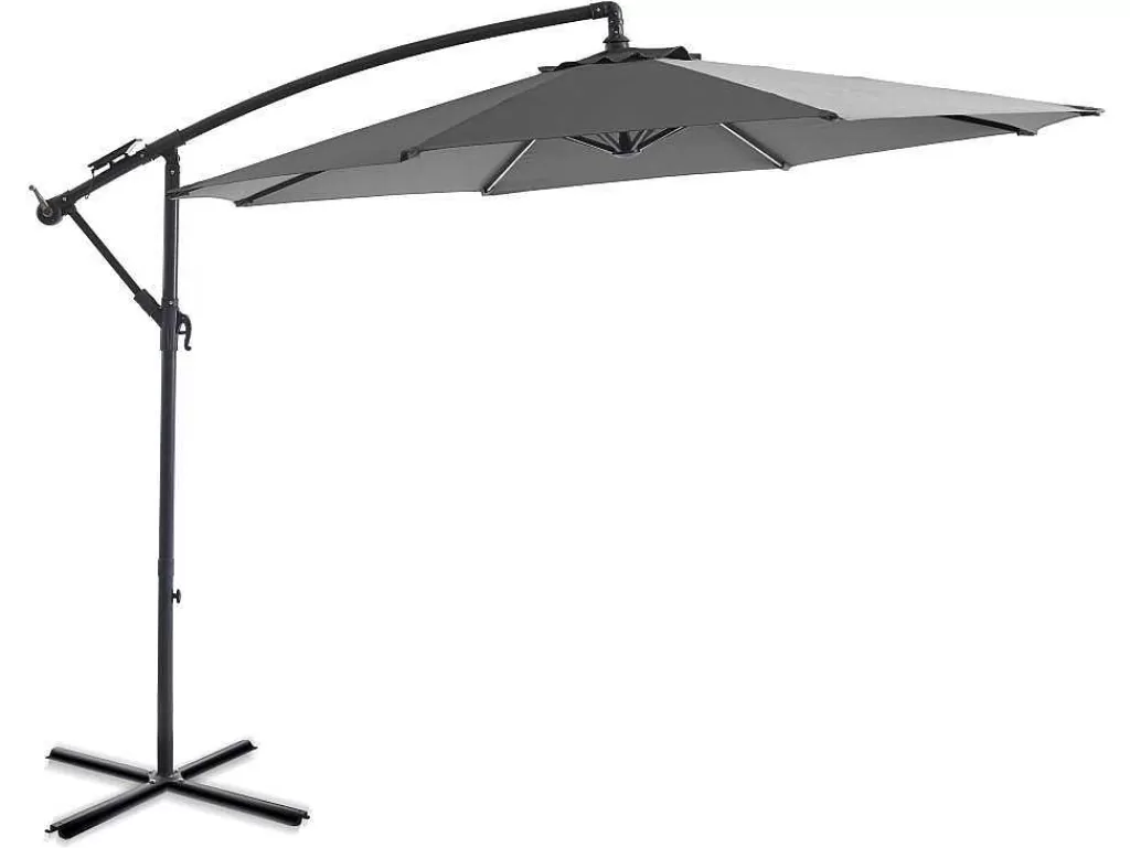 Guarda Sol*MYLIA Guarda-Sol Articulado Redondo Cinzento Em Aco Com Leds D. 2,93 M - Pocota