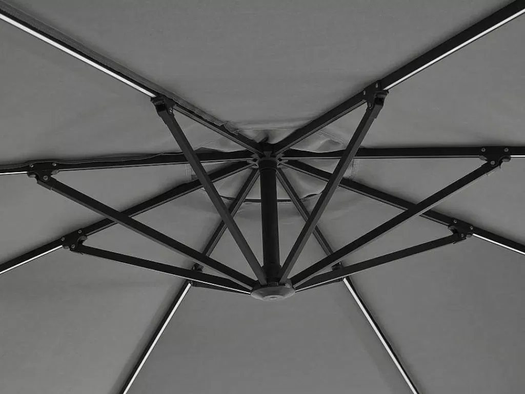 Guarda Sol*MYLIA Guarda-Sol Articulado Redondo Cinzento Em Aco Com Leds D. 2,93 M - Pocota