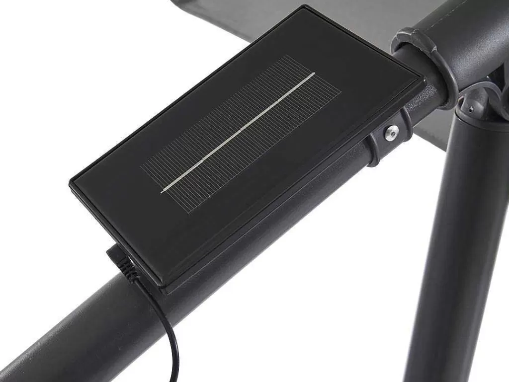 Guarda Sol*MYLIA Guarda-Sol Articulado Redondo Cinzento Em Aco Com Leds D. 2,93 M - Pocota