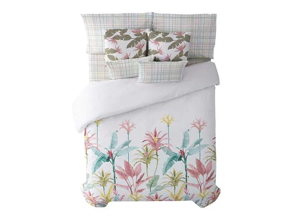 Roupa De Cama*Purline Housse De Couette 100% Coton 1 Piece Blanc A Fleurs Pastels 200X240