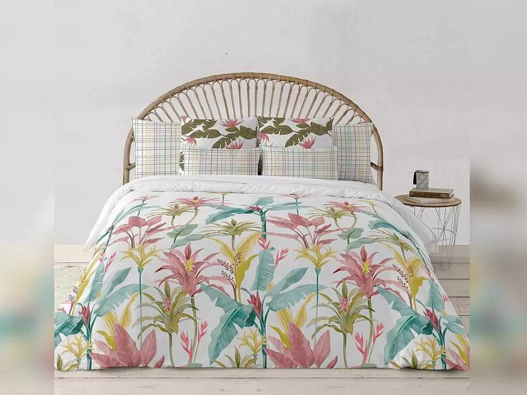 Roupa De Cama*Purline Housse De Couette 100% Coton 1 Piece Blanc A Fleurs Pastels 200X240