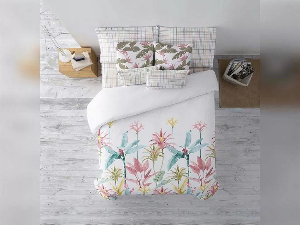 Roupa De Cama*Purline Housse De Couette 100% Coton 1 Piece Blanc A Fleurs Pastels 200X240